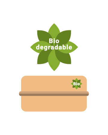Biodegradable box, container, package.  sign emblem signal ecology concept. Vector illustrationのイラスト素材