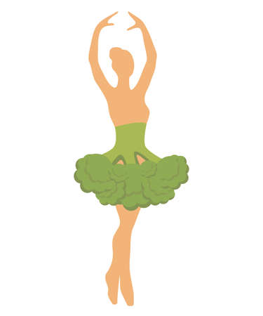 Girl and broccoli, healthy eating, slimness, vegetarianism. Vector illustrationのイラスト素材