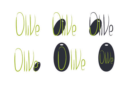 Olive logo design template set. Vector illustrationのイラスト素材