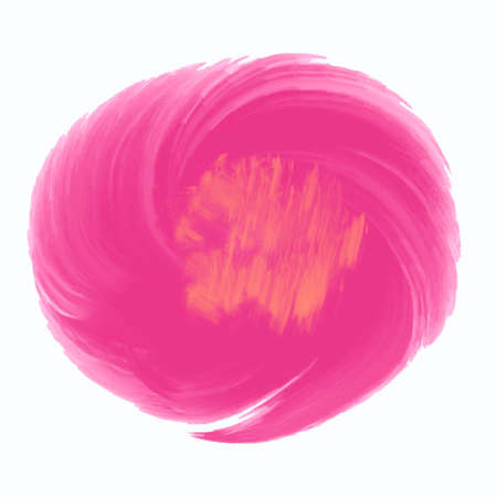 Illustration Flower brush strokes pink with yellow center, isolated on white background for your design.の写真素材