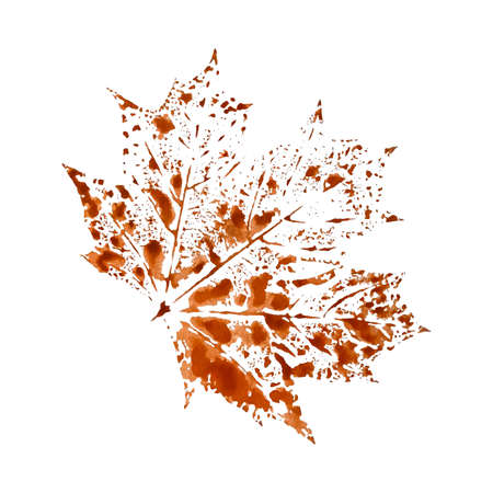 Maple leaf imprint stamp watercolor paint. Vector illustrationのイラスト素材
