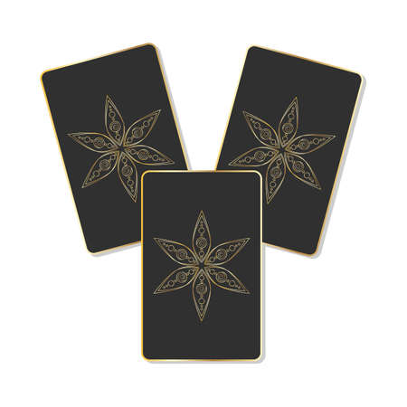 Back side template of cards, fortune telling, tarot, games. Simple geometric floral , abstract floral design. The concept of simplicity, graceful contour ornament. Vector illustrationのイラスト素材