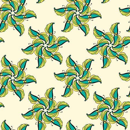 Pattern flowers ornament doodling, marijuana, abstract fantasy ornament, seamless. Hand drawing doodling, contour. Vector illustrationのイラスト素材