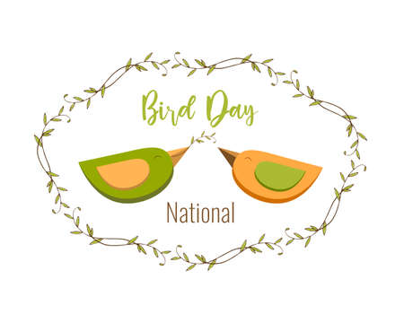 National World Bird Day. Logo icon sticker label emblem. Isolated, white background. Vector illustrationのイラスト素材