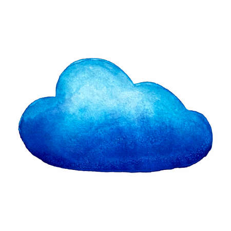 Watercolor cloud. Blue cloud isolated on white background. . Vector illustration