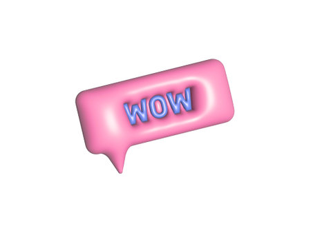 WOW 3D rendering , social network. Communication media web design mobile message chat, isolated....