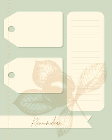 Reminder blank vintage collage with chestnut , notes, to-do list, reminders, checklist, message, plans. Vector illustrationのイラスト素材