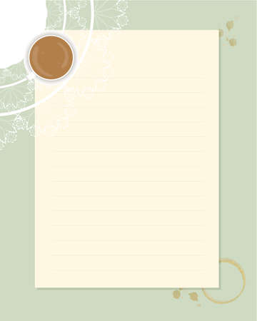 Reminder collage scrapbooking notes to do list planner, text, lined paper, coffee spot. Vintage craft. Vector illustrationのイラスト素材