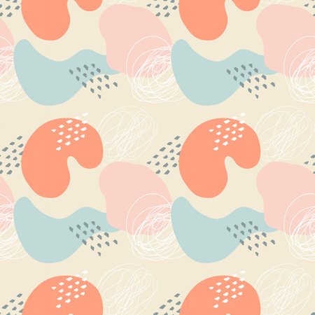 Pattern abstract boho style, pastel colors, doodle . Vector illustrationのイラスト素材