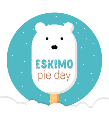 International Eskimo Pie Day January 24. Ice cream in the shape of bear, banner, flyer, postcard. Vector illustrationのイラスト素材
