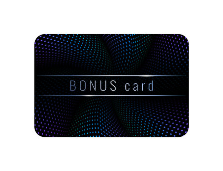 Bonus card, design plastic card, spiral abstract design, debit, credit, isolated white background. Vector illustrationのイラスト素材
