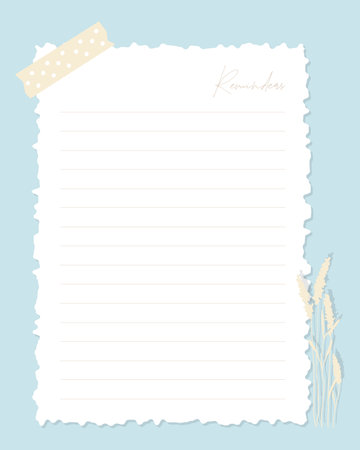 Reminders template vintage collage for notes, to do list, planner. Scrapbooking, herbarium lavender. Vector illustrationのイラスト素材