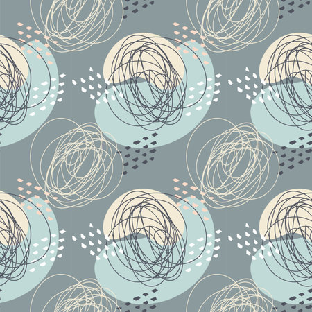 Pattern gray abstract boho style, doodle drawn. Vector illustrationのイラスト素材