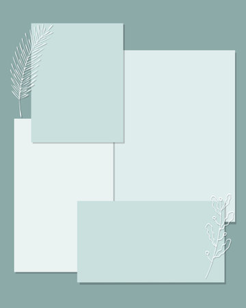 Template vintage decoupage collage for reminders, social media, notes, to do list. Scrapbooking, doodle flowers. Vector illustrationのイラスト素材