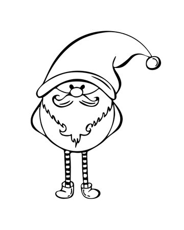 Sketch of gnome drawn by hand, isolated on white background. Design element.のイラスト素材