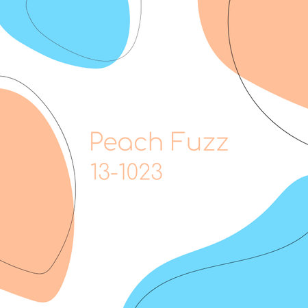 Minimal square banner templates trend color 2024 Peach fuzz 13-1023 and blue. Suitable for publishing on social networks and online advertising. Vector illustrationのイラスト素材