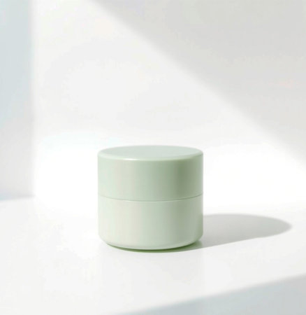 Cream jar mockup, template for beauty, skincare, and body care. Minimalism. Ai generated illustration.の素材