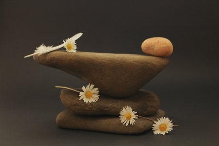 Three pebbles superimposed on each other.の写真素材