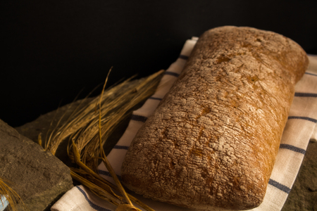 Fresh bread with ripe cereal blades.