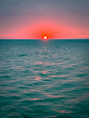Beautiful sunset over the sea. Beautiful sunset on the sea.の写真素材