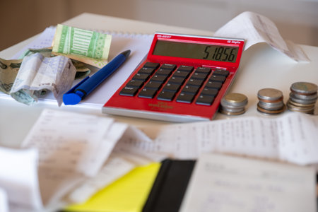 Table consist of money bills and medicine Organizer