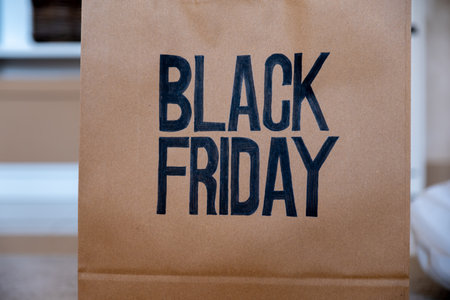 black friday word on paper bag