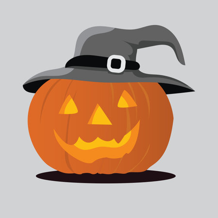 colored Pumpkin on gray background with smileのイラスト素材