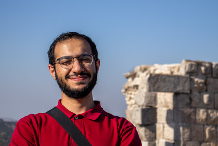 portrait for happy tourist muslim male