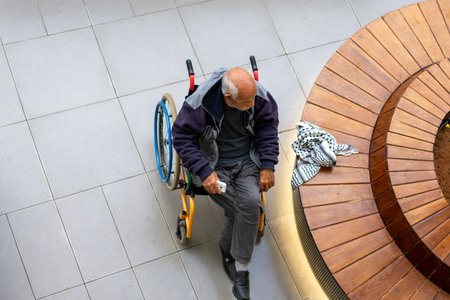 old man on wheelchair alone