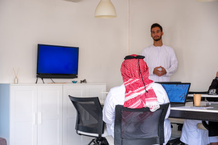 conduct meeting regularly to check work progress and praise your employees effortsの写真素材