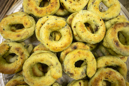Traditional jordan palestine and syrian eid sweets stuffed with dates from a top view composition...