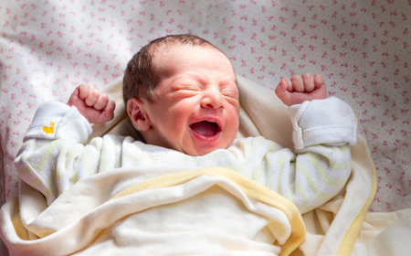 A new family member reactions with sun light and smile on his face, start a new journey and story