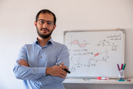 Man teaching math online from home
