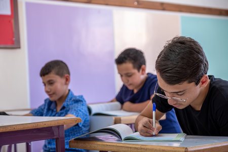 Students in classroom doing exercise