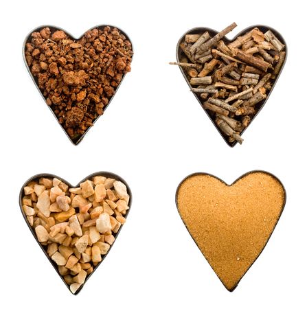 four heart shapes with nature elementsの写真素材