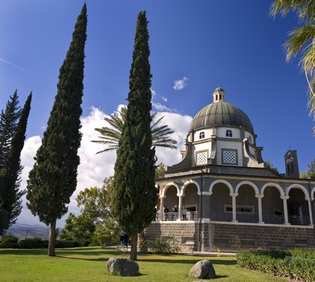 Roman Catholic Franciscan chapel on Mount of Beatitudes in the Galileeの写真素材