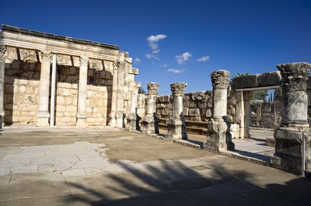 the ancient synagogue at Capernaum from around the fourth or fifth century ADの写真素材