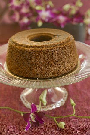 honey cake and orchidsの写真素材