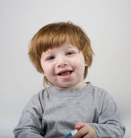 portrait of a redhead young boy  の写真素材