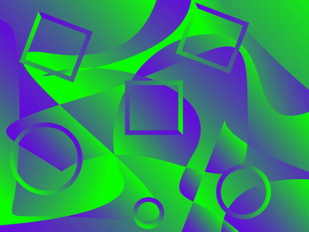 abstract background with geometric shapes and circles in purple and green colorsのイラスト素材