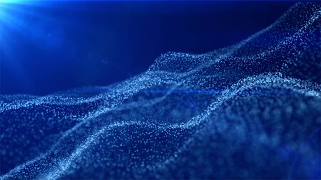 3d abstract digital technology background. Wave of particles. Abstract background with a dynamic wave. Big data.の写真素材