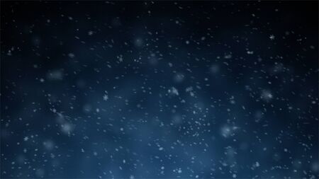 Falling Snow On The Blue Background. Falling shining snow or snowflakes on blue background for Happy New Year.の写真素材