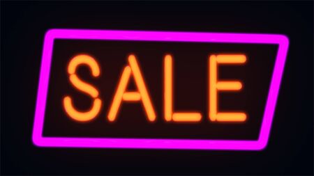 Retro sale neon sign. Super sale minimalistic banner with light effect. Special offer. Big sale.の写真素材