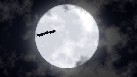 Halloween background animation with the bats and moon(black and white theme), with the moon , bats , and graveyard.の写真素材