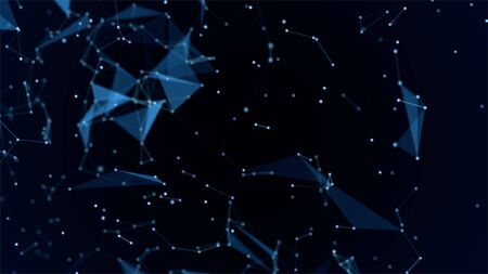 Abstract Plexus Blue Geometrical Shapes. Connection And Web Concept. Digital, Depth of field settings. 3D rendering.の写真素材