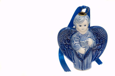 angel miniature isolated on white, copy spaceの写真素材