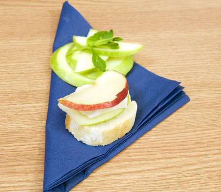 fresh baguette with tasty brie cheese and organic fruitsの写真素材