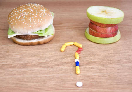 dilemma on what to choose in terms of foodの写真素材