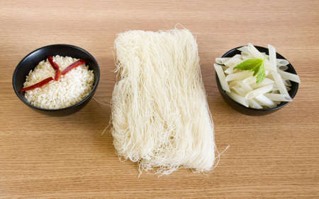 rice, rice spaghetti and rice penneの写真素材