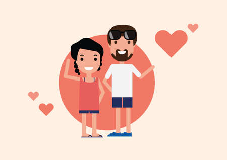 Cute Lovely Couple in Loveのイラスト素材